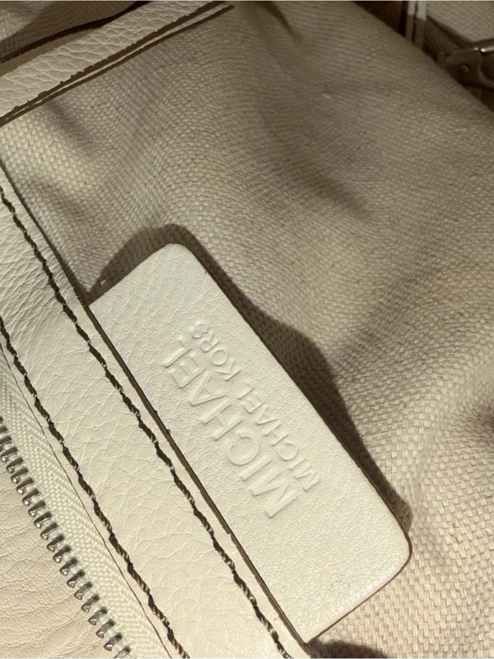 Michael Kors Cream Pebbled Leather Hobo with Gold-Tone Accent